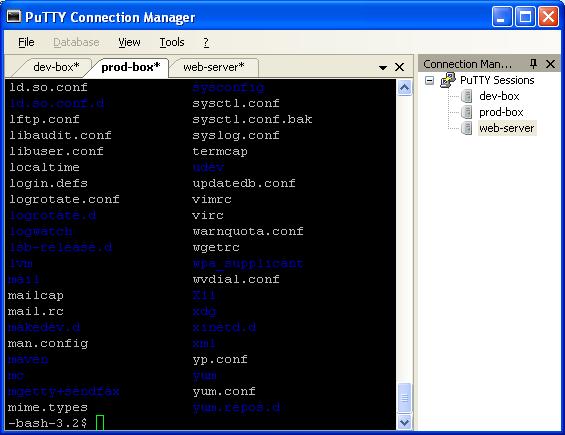 Fig – PuTTY Connection Manager with multiple Tabs