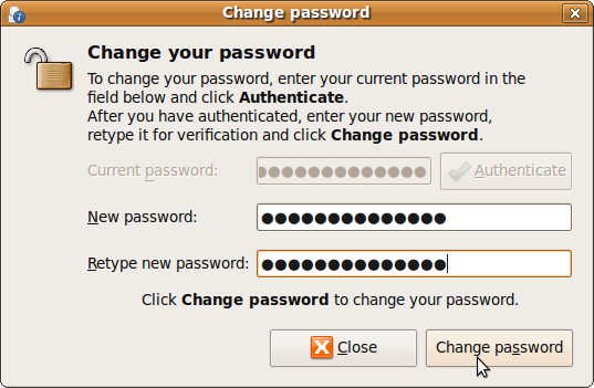 ubuntu change password