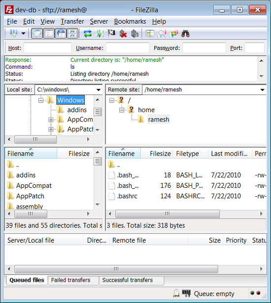 filezilla ftp client windows xp