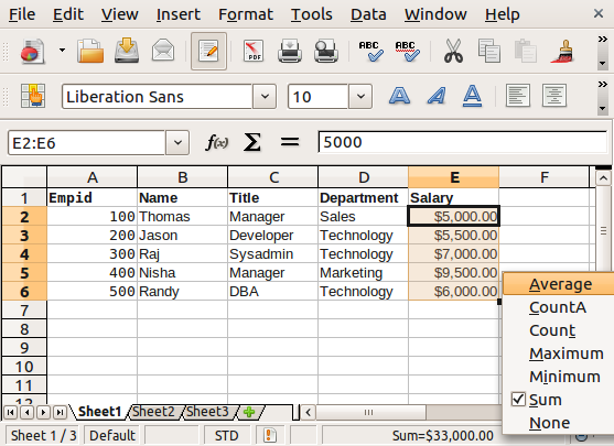 libre spreadsheet