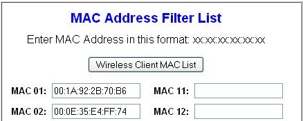 allow access for only the listed mac adresses