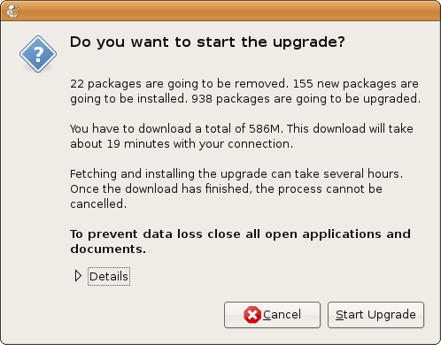 Ubuntu - Upgrade Confirmation