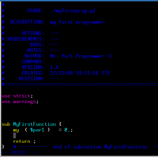 Perl Support Plugin Insert Sub-Routine