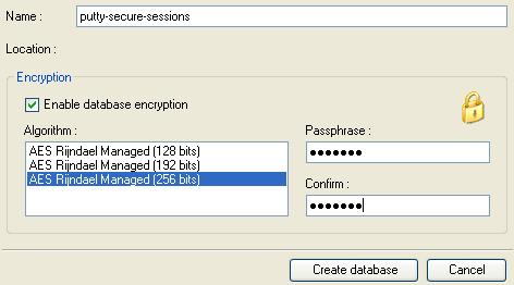 Create Encrypted PuTTY Database