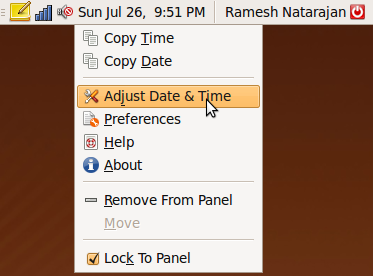 Fig: Ubuntu Launch "Adjust Date & Time" Window