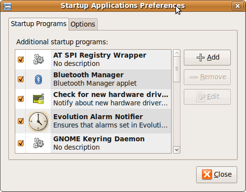 Fig: Ubuntu Startup Application Preferences