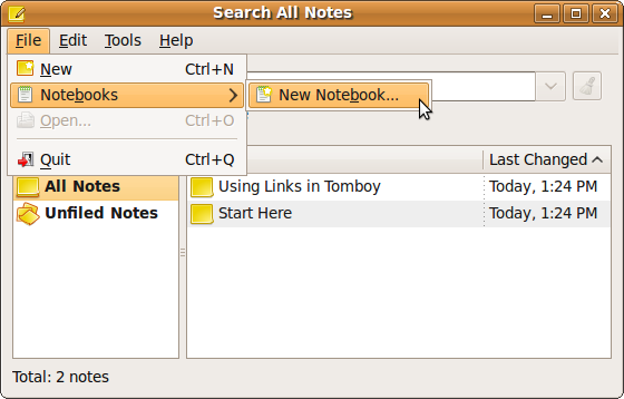 Fig: Create New Notebook using Tomboy