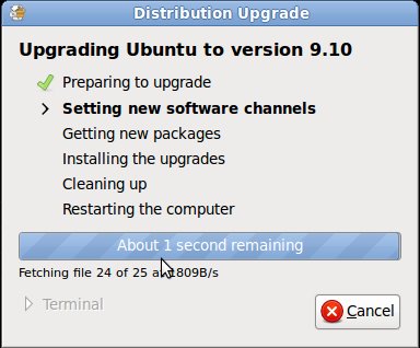 Ubuntu Upgrade to 9.10 - Setting new Software Channels