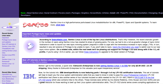 Gentoo 2002 Website