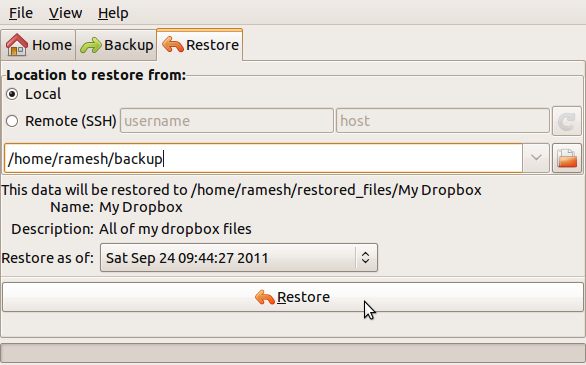 safenotes restore local backup