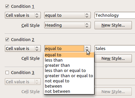 openoffice conditional formatting more than three