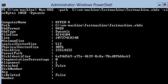 Powershell New-VHD