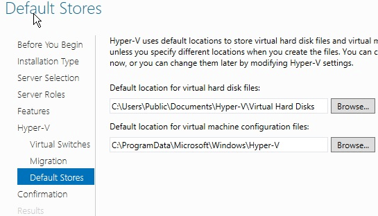 Windows Hyper-V Default Stores