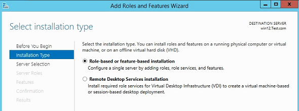 Windows Add Roles Installation Types