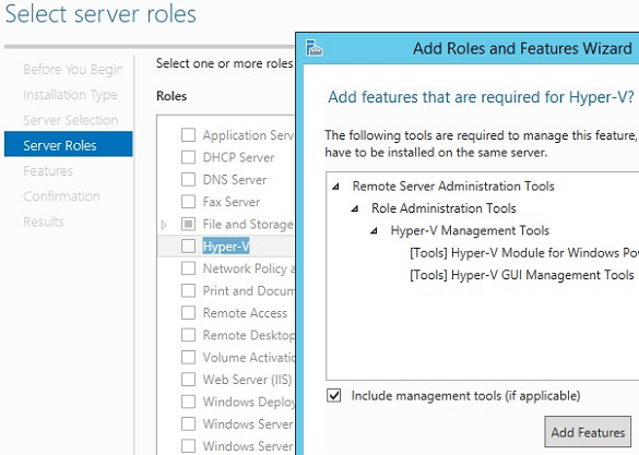 Windows Add Roles Select Hyper-V