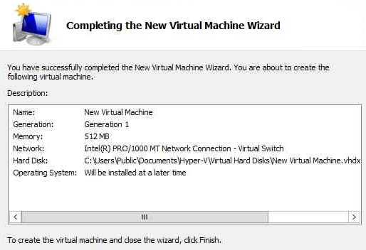 Hyper-V Complete New VM