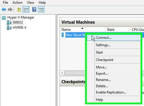 Hyper-V Connect to New VM