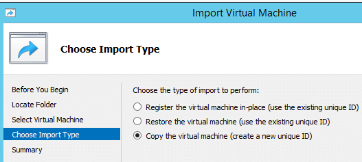 Import Hyper-V VM Import Types