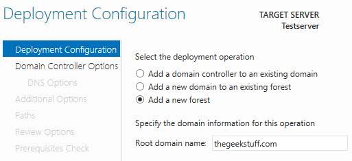 AD Deployment configuration