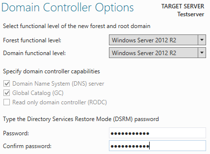 AD Domain controller options