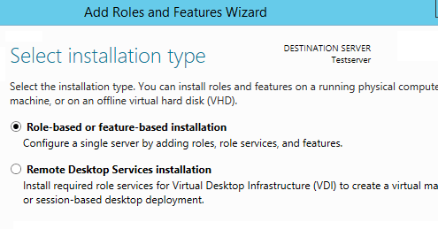 AD Select installation type