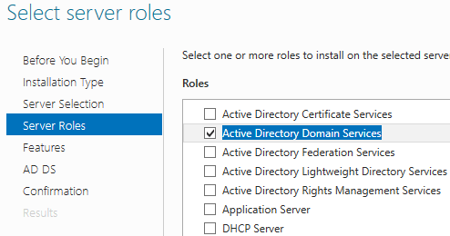 AD Select server roles