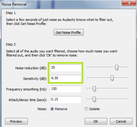 remove static in audacity