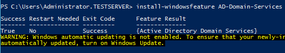 AD Install-WindowsFeature Command