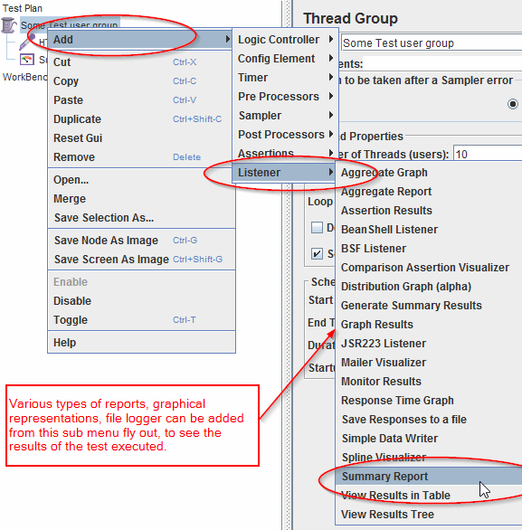 JMeter Add Listener Summary Report