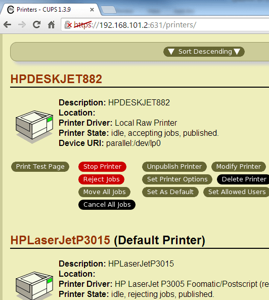 How Setup CUPS Printer Admin Web GUI Remote