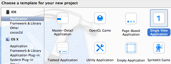 Xcode Choose Template