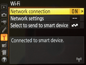 Nikon Menu Wi-Fi Connected