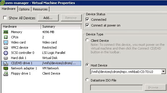 ESXi ISO VM Properties