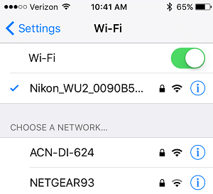 iPhone Connect to Nikon Wi-Fi