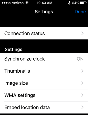 Nikon WMU App Settings