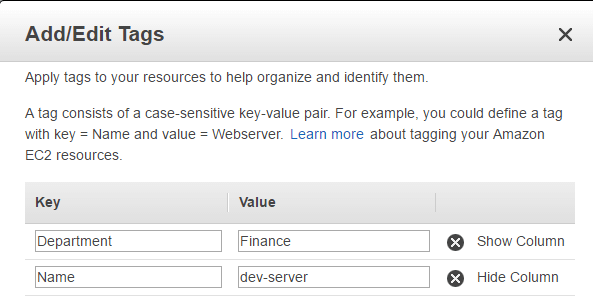 AWS EC2 Instance Tag