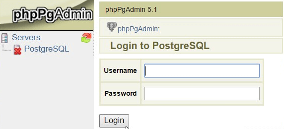 phpPgAdmin Login