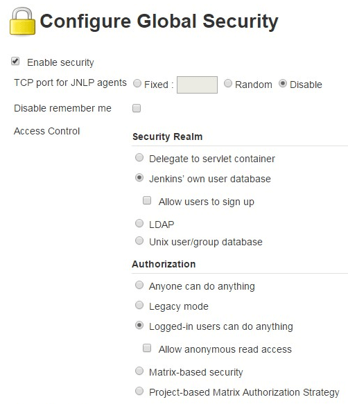 Jenkins Configure Global Security