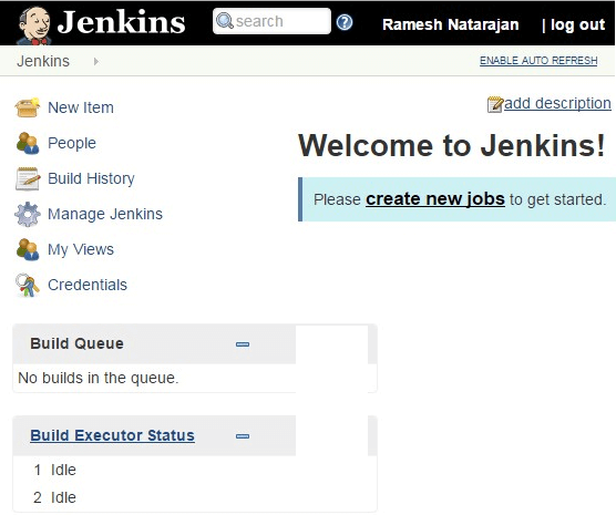 Jenkins Welcome Screen