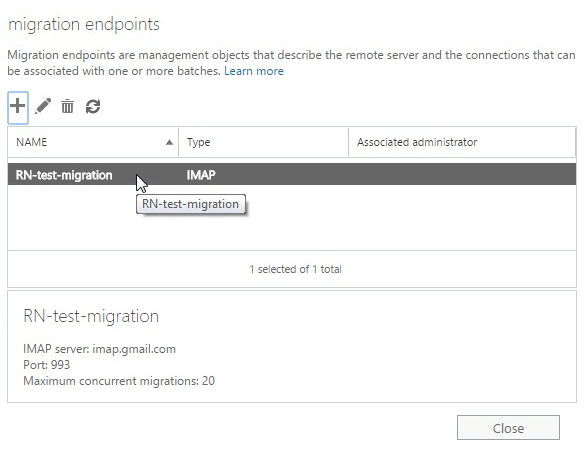 Office 365 Test Migration Endpoint