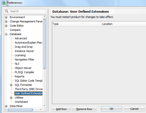 SQL Developer User Defined Extensions