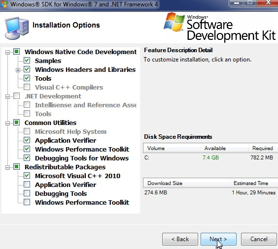 Install Windows SDK on Win 7