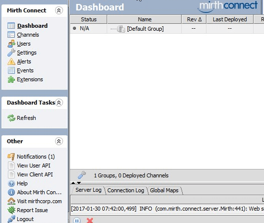 MirthConnect Java Dashboard